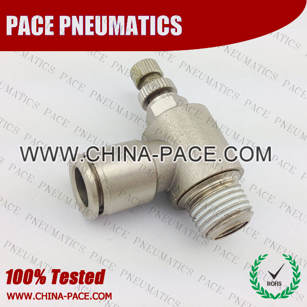 Flow Controller Pneumatic Fittings, Air Fittings, one touch tube fittings, Nickel Plated Brass Push in Fittings